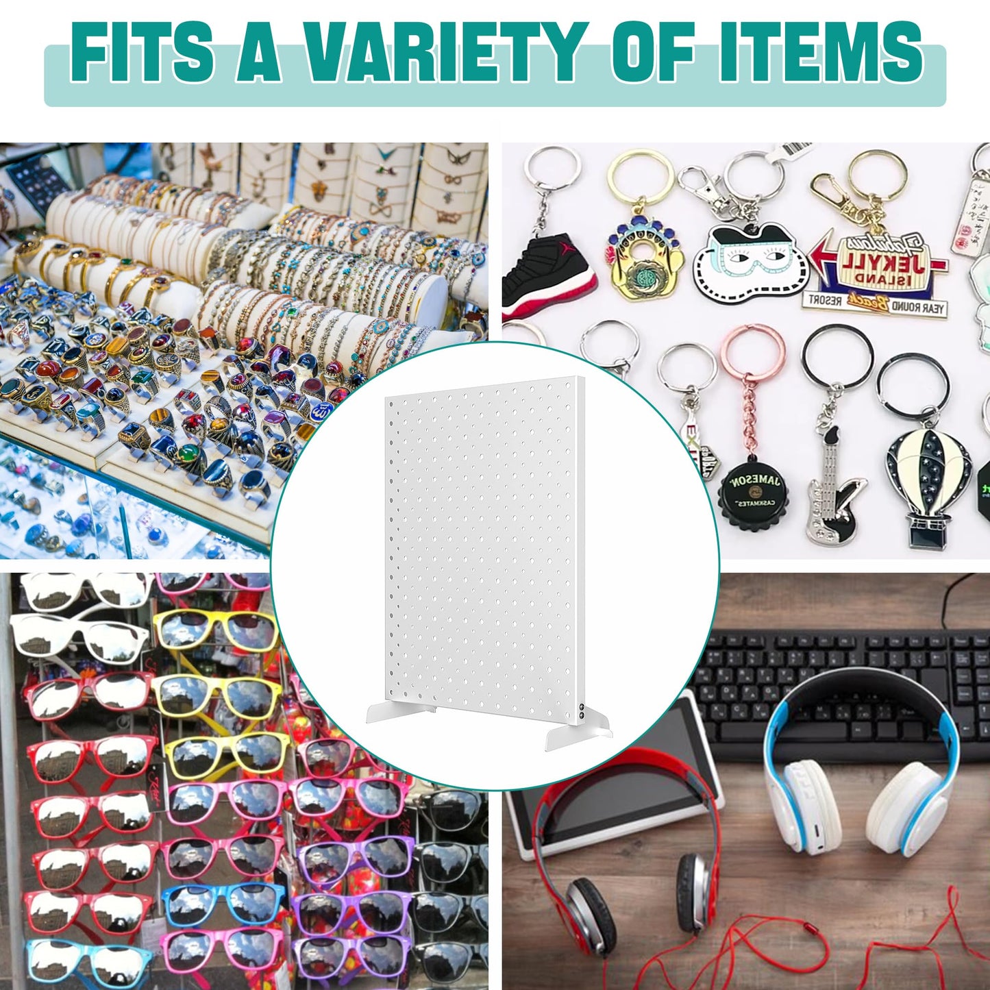 EVERHANGER Metal Pegboard Display Stand, Freestanding Tabletop Pegboard Display for Craft Shows & Fairs, 12"X16", 2pcs Gray