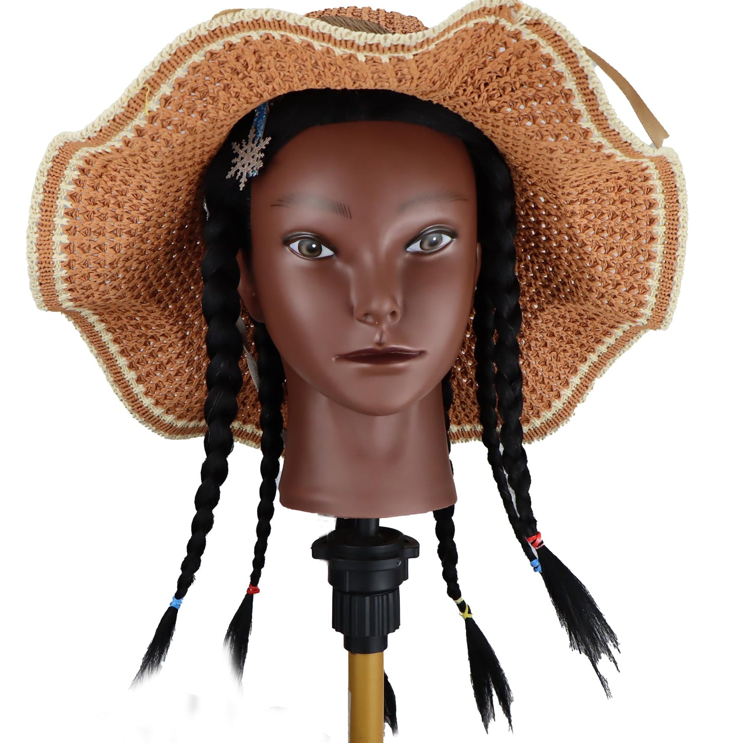 16 Inch 100% Real Hair Mannequin Head Training Head Cosmetology Manikin Doll Head For Hairdresser Practice Braiding Hair styling with Free Clamp Holder
