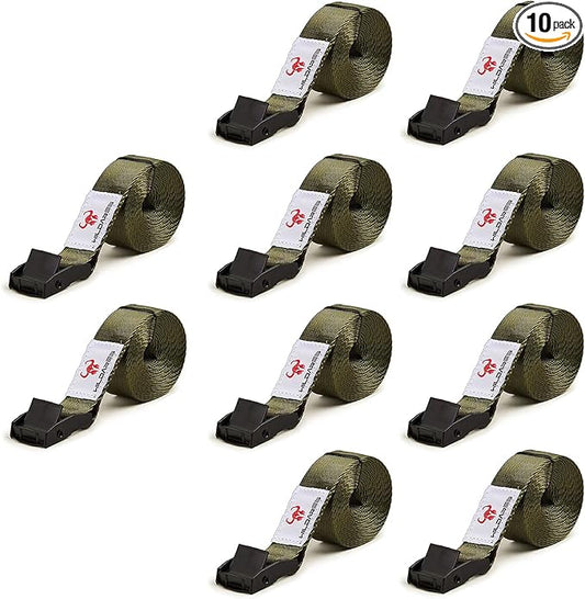 1" x 6.6' Trail Cam Strap,1800 lbs Heavy-Duty Trail Camera Straps, Game Cam Mounting,Tree Belts,Durable Nylon Fiber,Long-Lasting Alloy Buckle (Army Green 10Pcs)