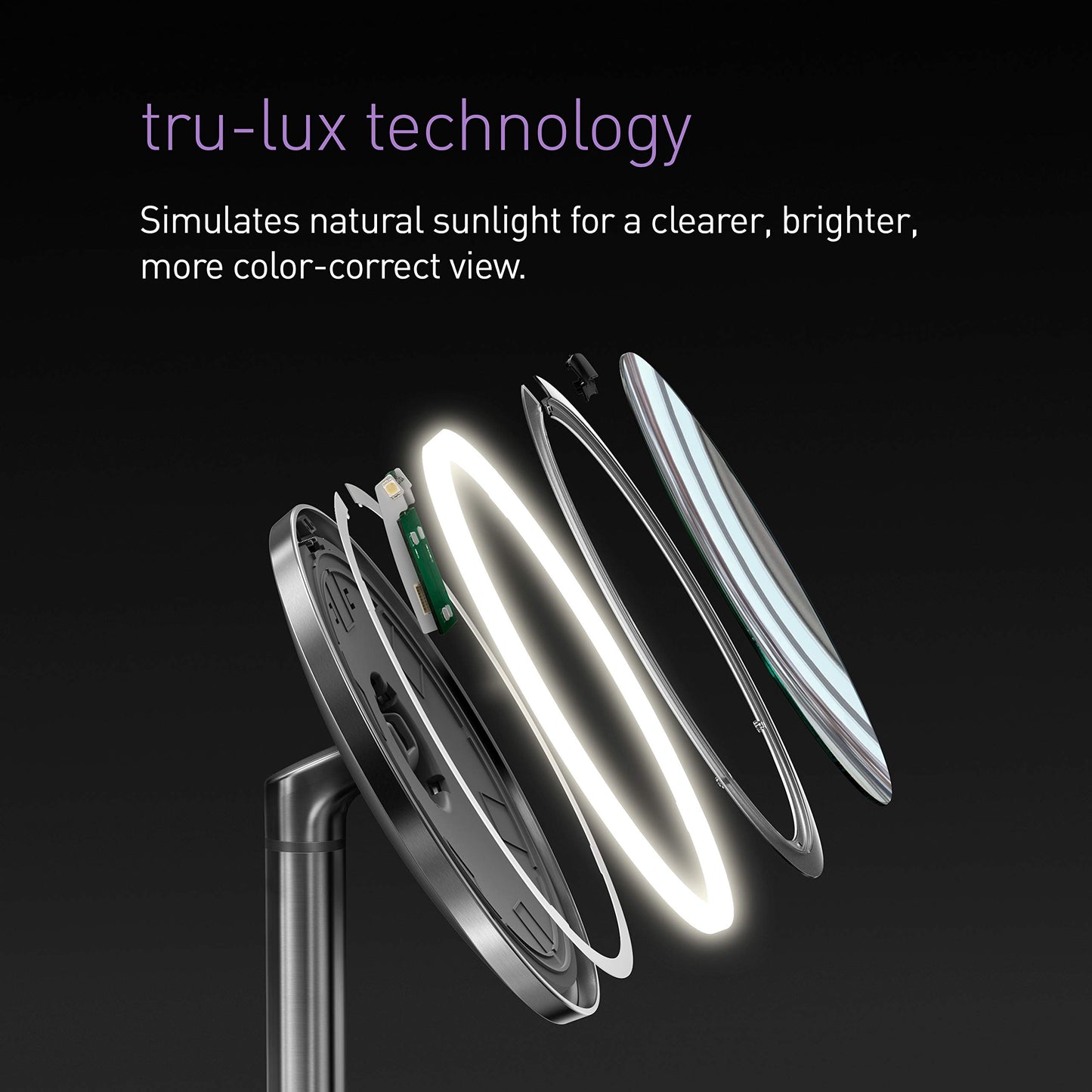 simplehuman Sensor Mirror, Lighted Makeup Mirror with Magnification (5X), 8" Round Magnifying Vanity Mirror with Lights, Cordless, Rose Gold Stainless Steel