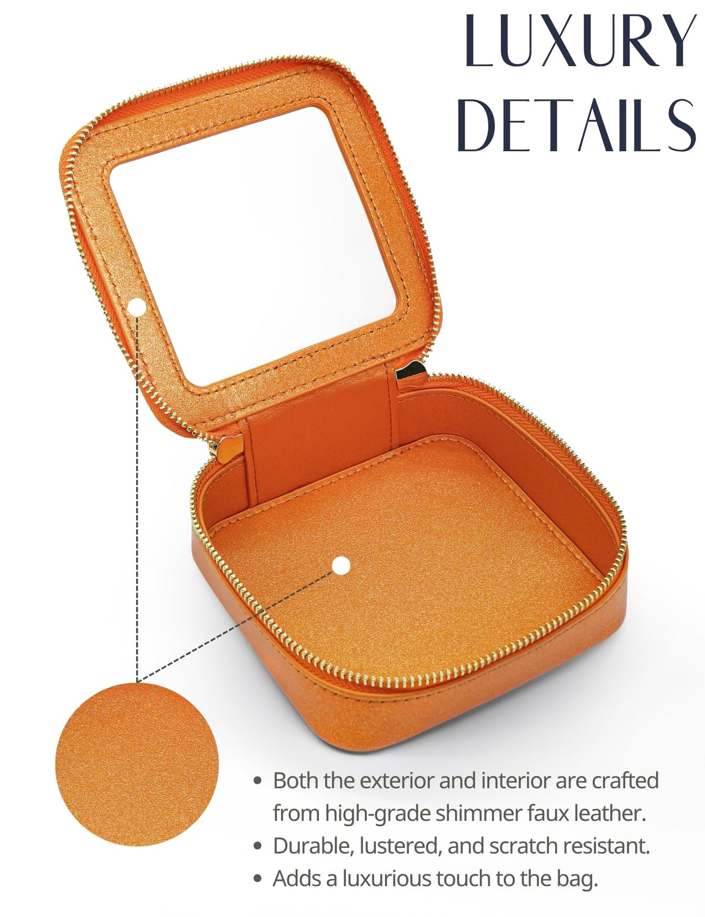 Popvibe Clear Makeup Bag with Zipper Small Travel Cosmetic Case Orange Mini Pouch for Purse Accessories Car Storgae Essentials Bag Purse Pouch Organizer Compact Small Clear Toiletry Bag for Traveling