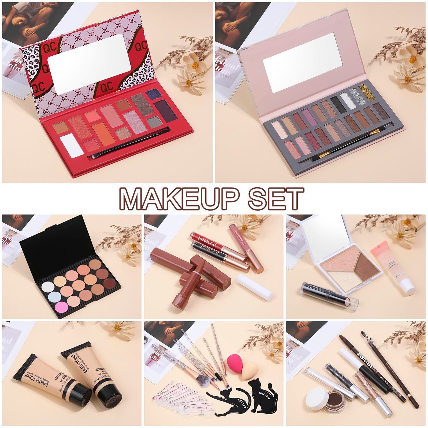 Makeup Kit For Women Girls, Makeup Set For Teens beginners, Full Makeup Kit With Everything Carrying Bag, Eyeshadow Palette, Foundation, Concealer, Lipstick, Brushes (14 & 20 Color eyeshaow Kit)