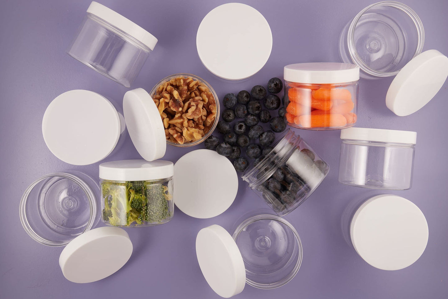 Healthy Packers® Small Plastic Jars with Lids 4 oz, 12-Pack - Clear Plastic Jars with Screw-On Tops for Slime, Crafts, Body Butter, Sugar Scrubs, Cosmetic Storage, Small Containers with Lids (White)