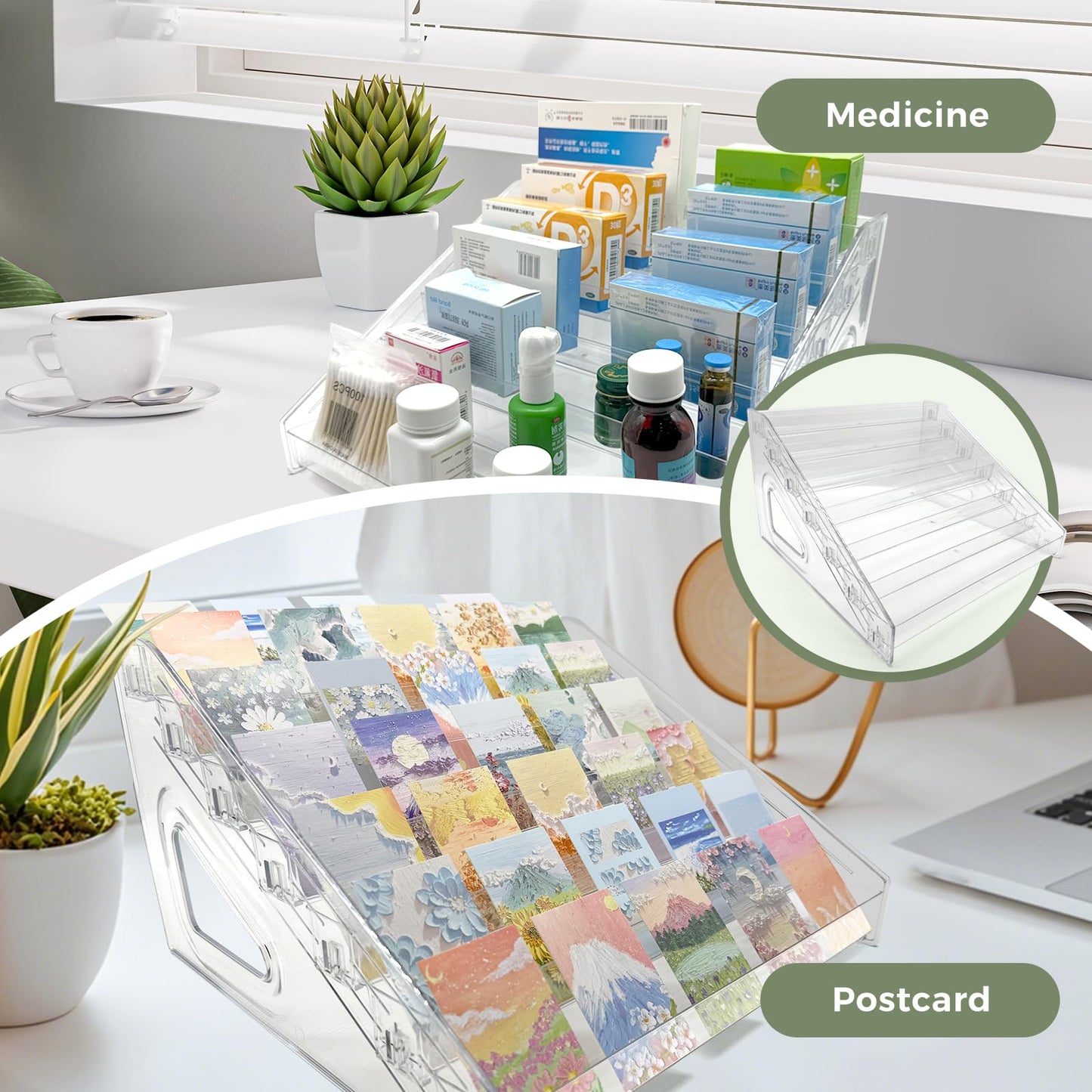 7 Tier Acrylic Card Display Stand, Nail Polish Organizer Clear, Case Makeup Organizer, Baseball card display Essential oil storage rack