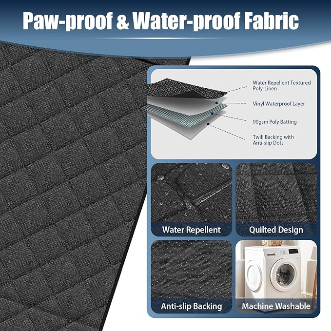 Dog Car Seat Cover for Back Seat, Hard Bottom Car Seat Cover with Door Protector for Full-Size Crewcab Trucks, Scratch-Resistant, Waterproof Back Seat Extender for Dogs