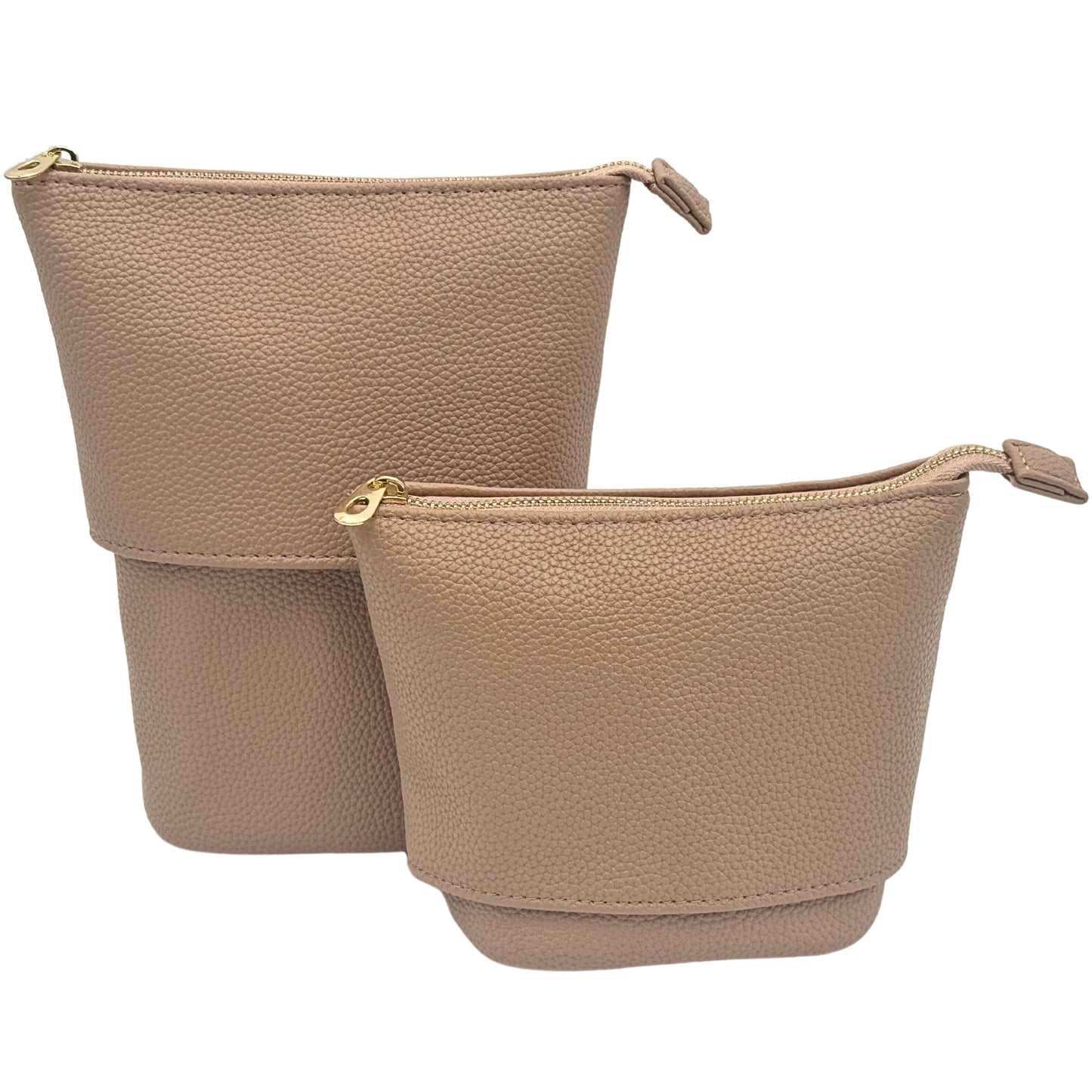 JAZD Convertible Travel Makeup Brush Bag, Stand-Up Brush Holder Pouch For Easy Access, Cosmetic Case Organizer (BEIGE)