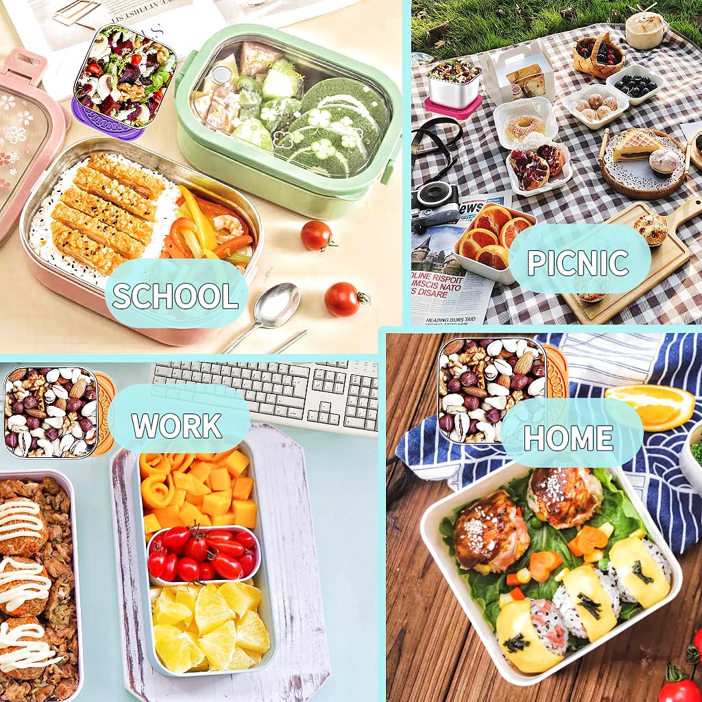 HTEVW 6 Pack Stainless Steel Snack Containers for Kids, 6 oz Toddler Snack Containers with Silicone Lids, Reusable Leak Resistant Food Containers for School Lunch, Daycare, Travel & Portion Control