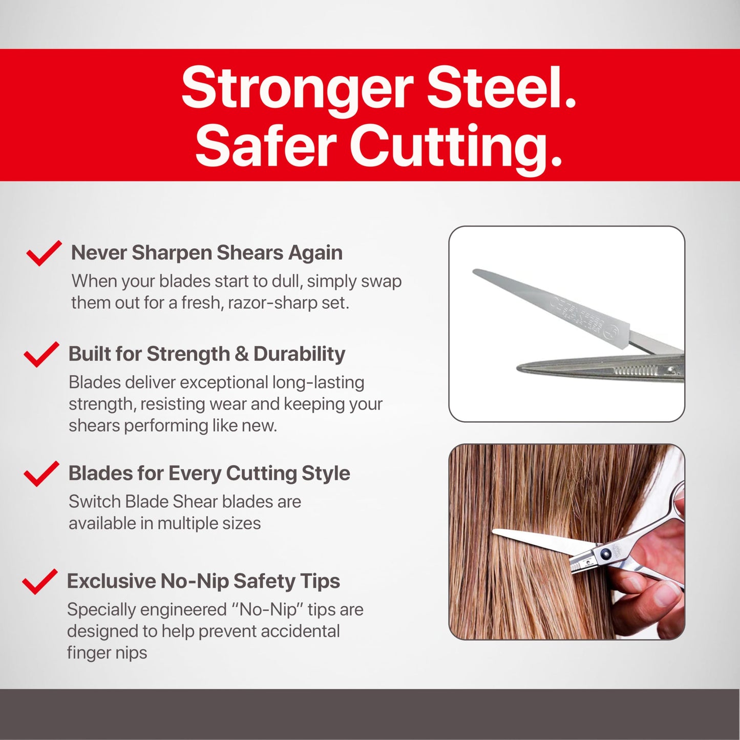 Feather - Switch-Blade Haircutting Shears Replacement Blades - for Professional Stylists & Barbers - Stainless Steel - No-Nip Tip - Made in Japan - 45 Model