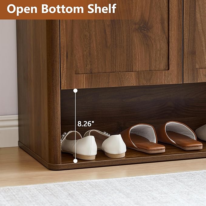 40.94'' Tall and Large Shoe Storage Cabinet with Doors and Adjustable Shelves, 5-Tier Modern Shoe Rack Cabinet Storage for Entryway, Entrance, Hallway, Living Room - Walnut