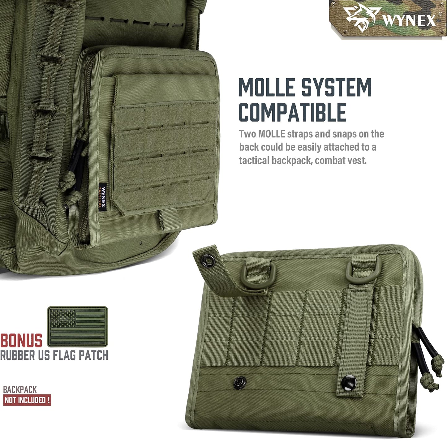 WYNEX Tactical Molle Admin Pouch, Laser-Cut, EDC Organizer Tool Pouch