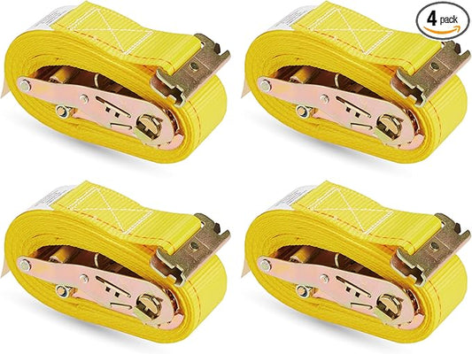 4 Pack E-Track Ratchet Straps 2" x 20' x 4,400 lbs Strength for Cargo Tie Down in Enclosed Trailer & Van by KODIAK STRAPS