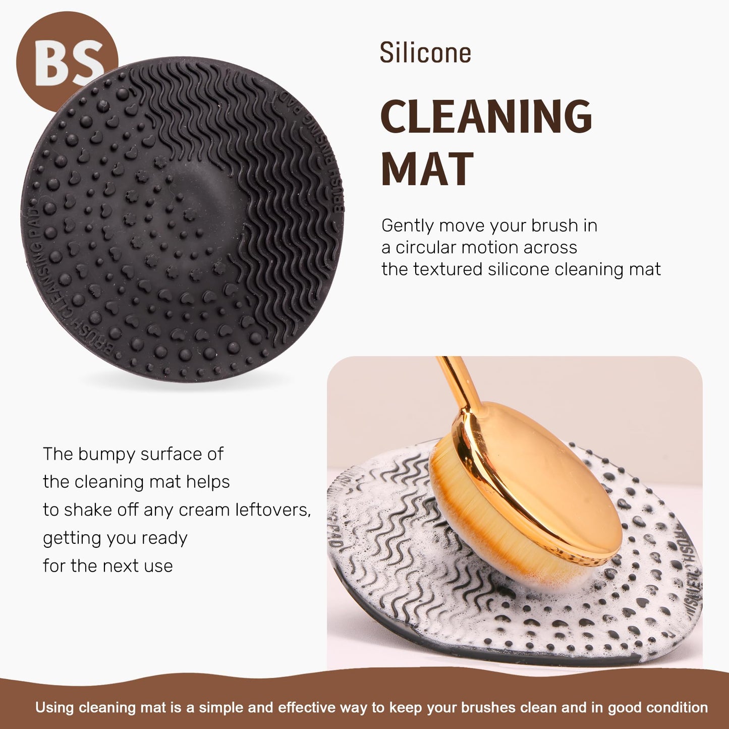 Sunscreen Applicator Set - Sunblock Brush for Kids Adults, Child-Safe for Face and Body,Sun Lotion Applicator Makeup Brush with Storage Bag & Cleaning Mat, Travel Size (3 pcs-Gold)