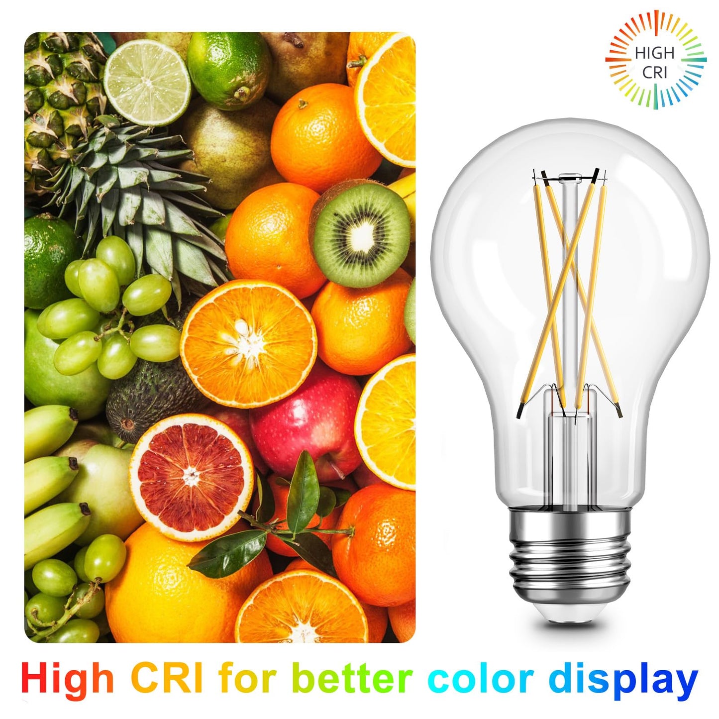 TJOY 12 Pack A19 Vintage LED Edison Bulbs, Dimmable, 60W Equivalent, High Brightness 2700K Warm White, 8W E26 Standard Base, 800 Lumens, CRI80+, Clear Glass Filament Bulb for Home, Farmhouse