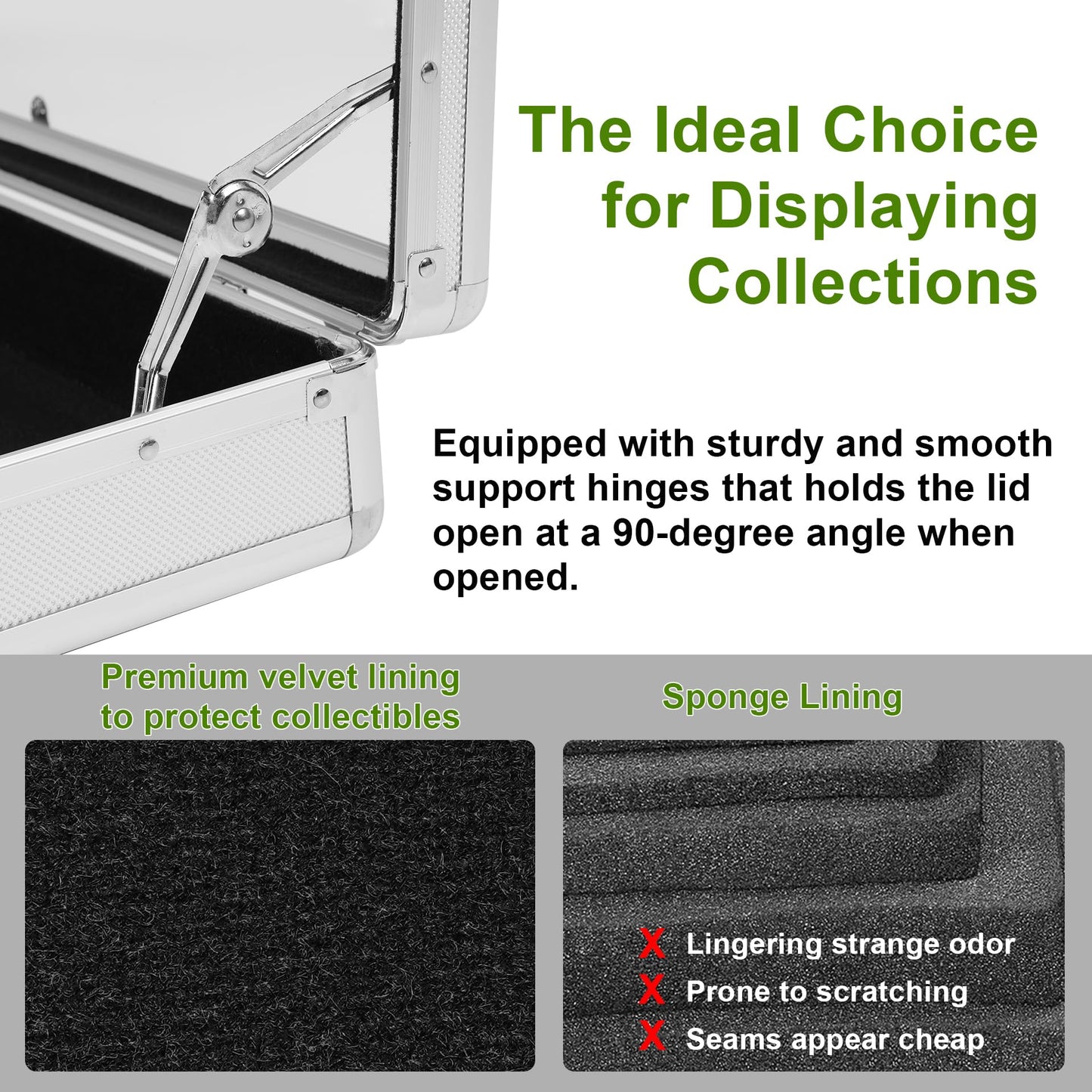 JIAYAN Trading Card Display Case: 34"x22" Aluminum Display Case with 2 Password Lock for Exhibitions - Portable Trade Show Display Table Top Showcase with Handle for Collectible Cards