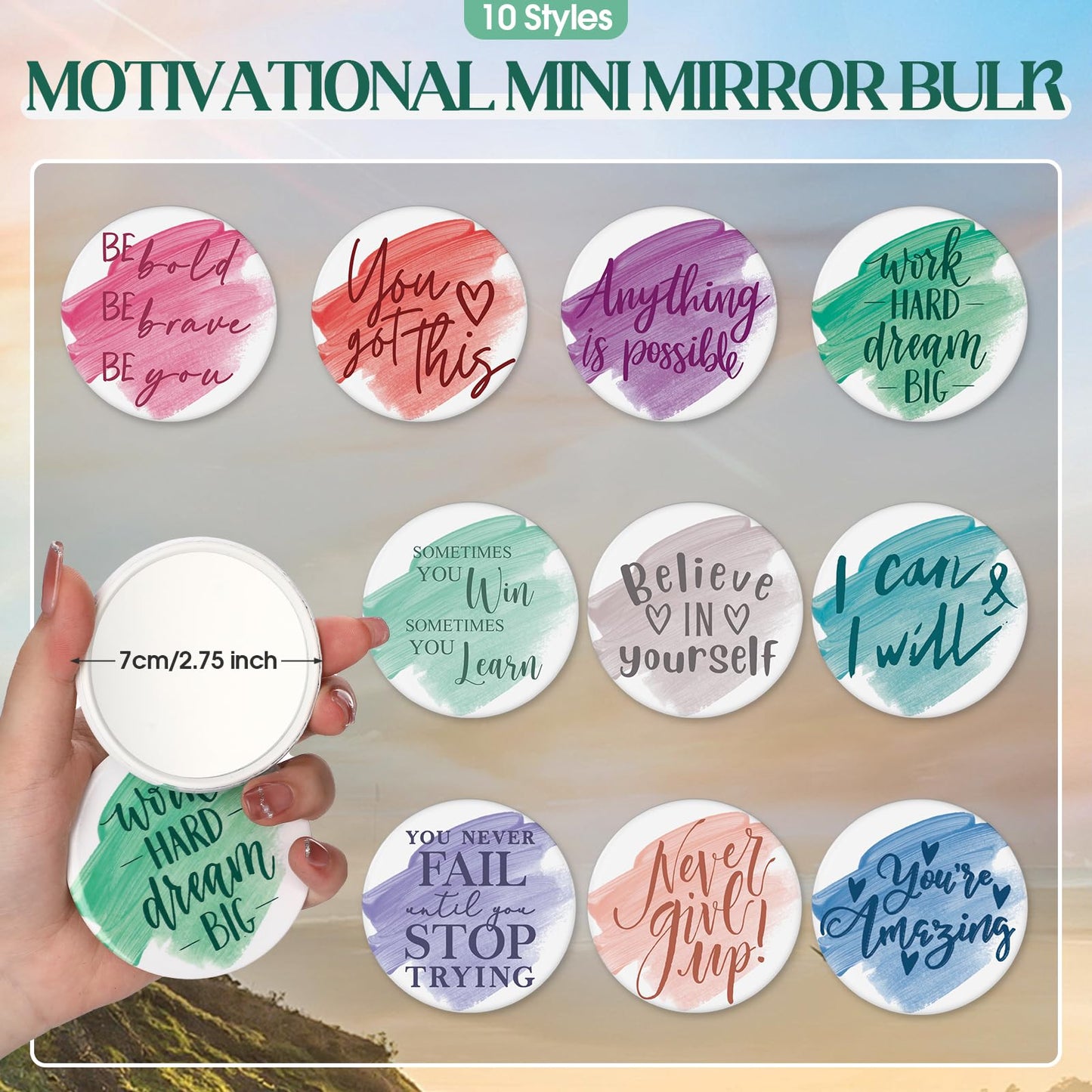 Vercraft 40 Pcs Employee Appreciation Gift for Women Inspirational Canvas Makeup Bag Portable Compact Mirror Bulk Cosmetic Bag Thank You Party Favors for Women Coworker Nurse (Motivation,Pastel)