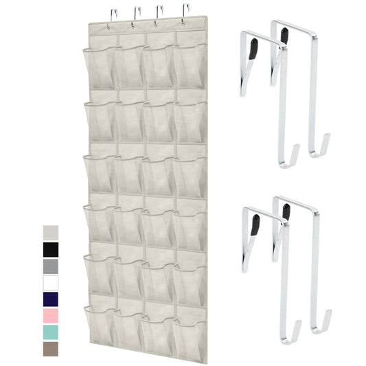 GORILLA GRIP Over the Door Shoe Organizer, 24 Large Breathable Mesh Pockets, Space Saving Hanging Storage Holder, Closet Rack Hanger Holds Up to 40 lbs, Hangs on Closets for Shoes, Accessories, Linen