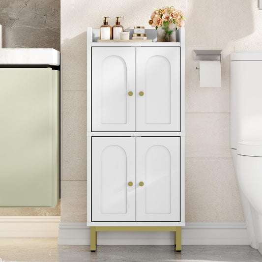 Hzuaneri Bathroom Cabinet, Small Storage Cabinet with 4 Doors, Bathroom Organizers and Storage Cabinets with Adjustable Feet. Cabinets Freestanding for Living Room, Kitchen, 7.1"D x 14.6"W x 32.7"H