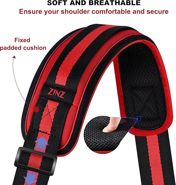 ZINZ 60" Universal Strap with Ultra-thick Fixed Breathable Pad - Adjustable Heavy-duty Shoulder Strap for Laptop, Crossbody Luggage, Gym Bag, Camera Bag and More - TW01B02