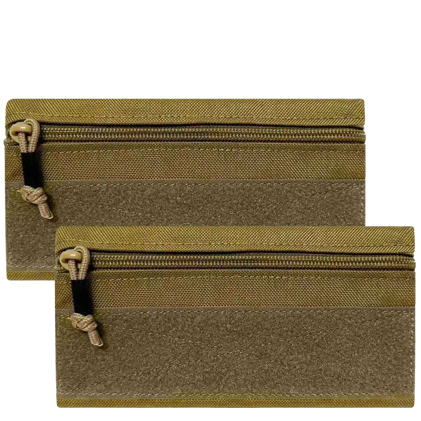 Tactical Admin Zipper Pouch with Hook and Loop, Carry On Bag Insert EDC Organizer Utility Storage Pocket Wallet for Snack Backpack Accessories Chest Ring (2 Pack-Black)