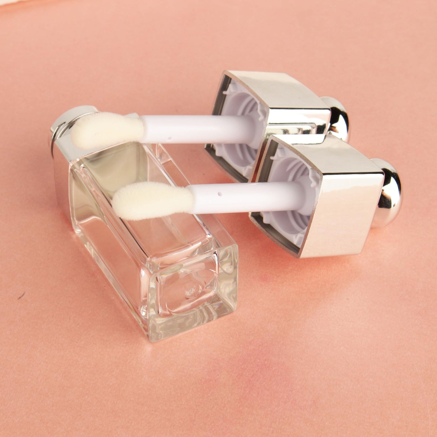 COSIDEA 18PCS Empty 8ML Square clear Lip Gloss Tube Silver big doe foot wand lipgloss tubes for Lip oil tint bottles container