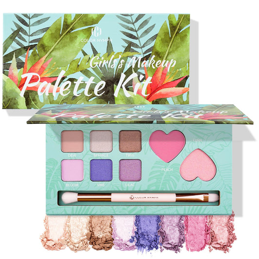 Color Nymph Girls Eye & Cheek Makeup for Kids - Eyeshadow, Blush & Highlighter Palette for Teen Girls Tween, Beginner-Friendly, Gentle Makeup Kit for Starter, Makeup Gift for Birthday (Mint Green)
