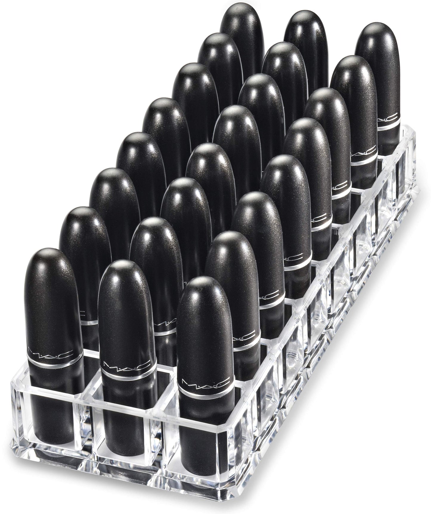 (Set) Acrylic Lipstick Organizer & Makeup Brush Organizer 48 Space Storage Refillable Container Beauty Cosmetic Display Case