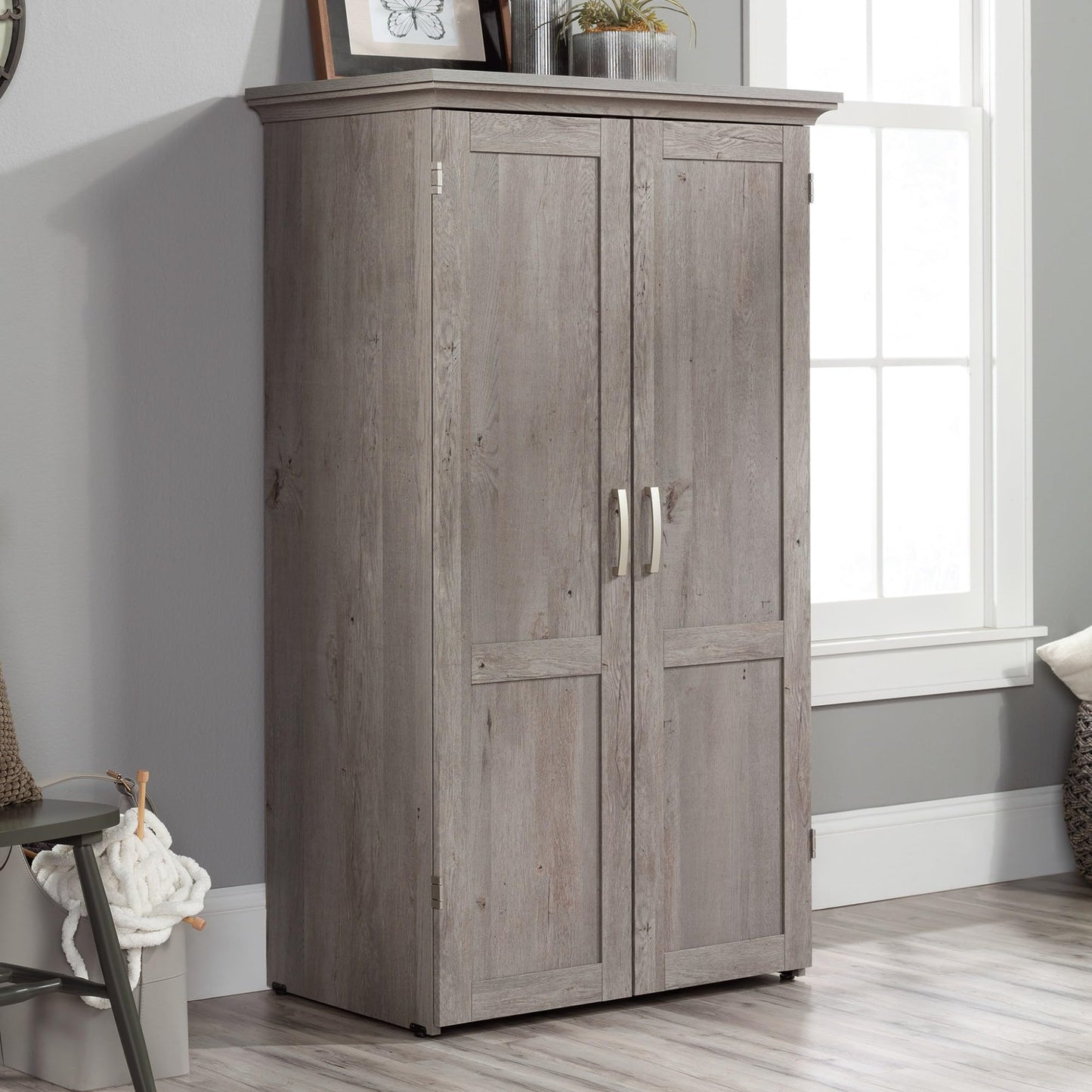 Sauder Miscellaneous Storage Craft & Sewing Armoire, L: 35.112" x W: 21.81" x H: 61.58", Mystic Oak