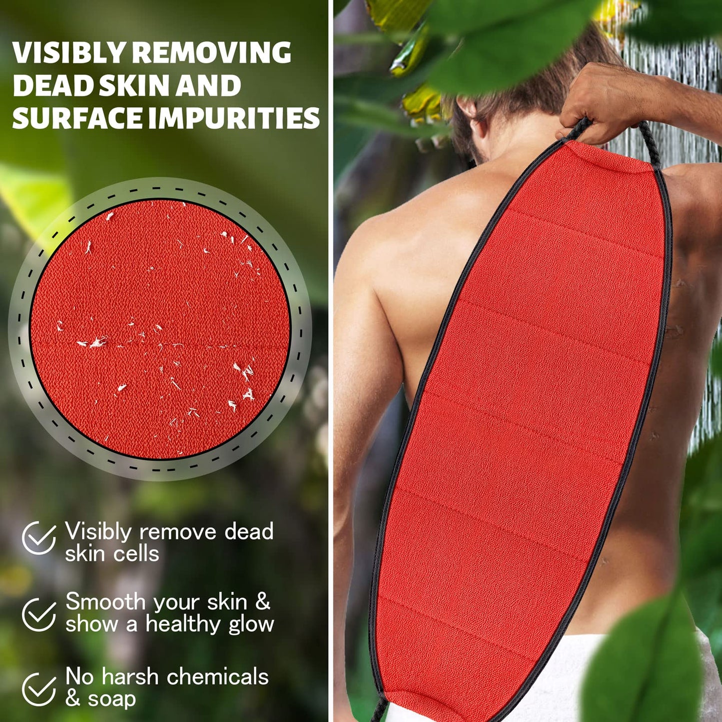 Evridwear Exfoliating Body Scrubber with Handles Back Washer Back Scrubber for Shower Bath Dry Skin Whole Body Deep Clean Men Women(Moderate Exfoliation)