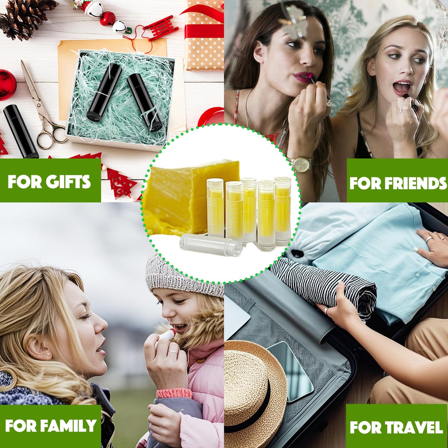 Lip Balm Tubes with Filling Tray and Spatula, 50 Empty Lip Balms Containers with Caps (Clear+Black), BPA Free, Make Natural Lip Balm Kit for DIY