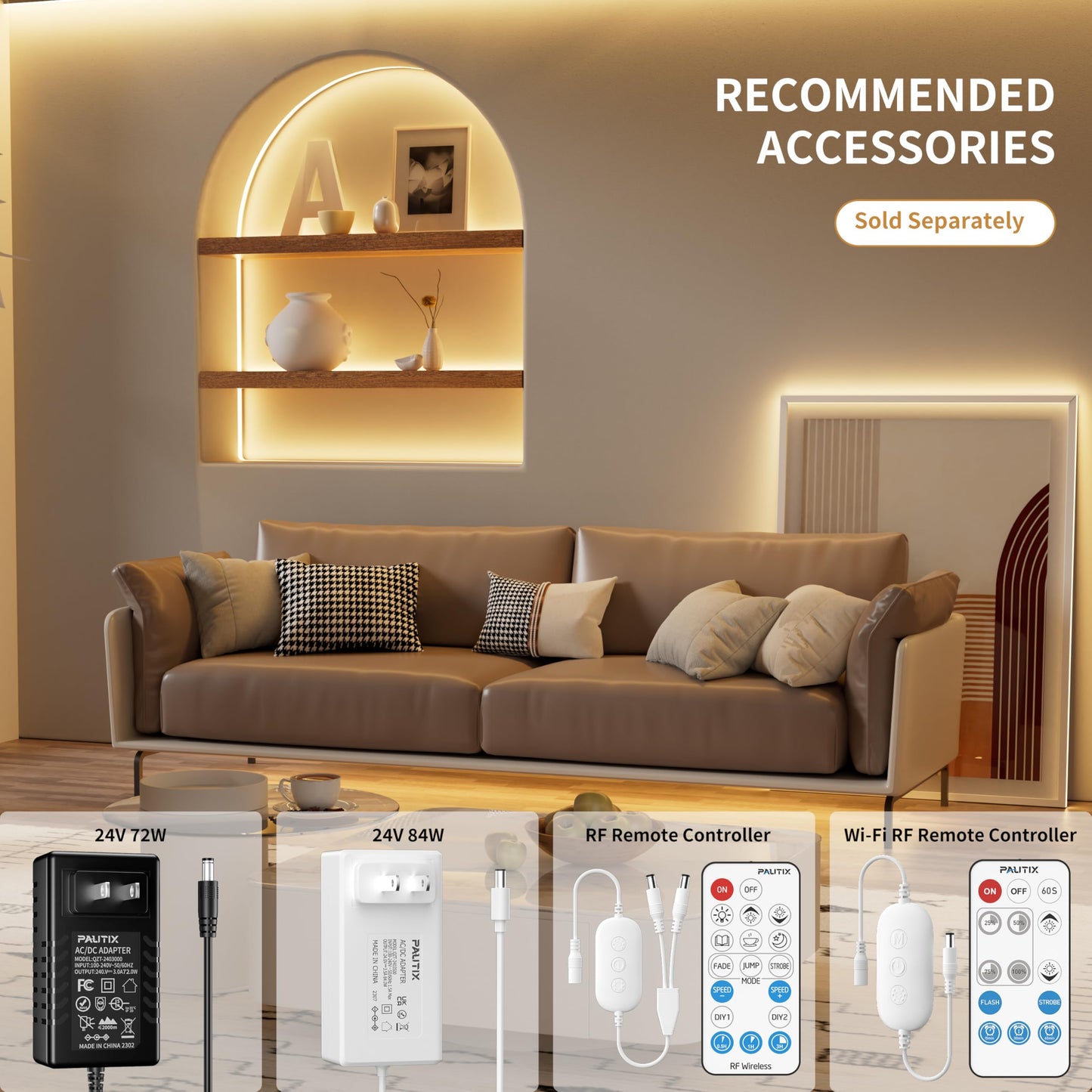 PAUTIX COB LED Strip Light IP65 Waterproof 32.8ft/10m 5040LEDs Warm White 2700K,High Lumen Flexible CRI93+ LED Tape 24V Super Bright,for Home&Office Lighting Project(Adapter&Dimmer Sold Separately)