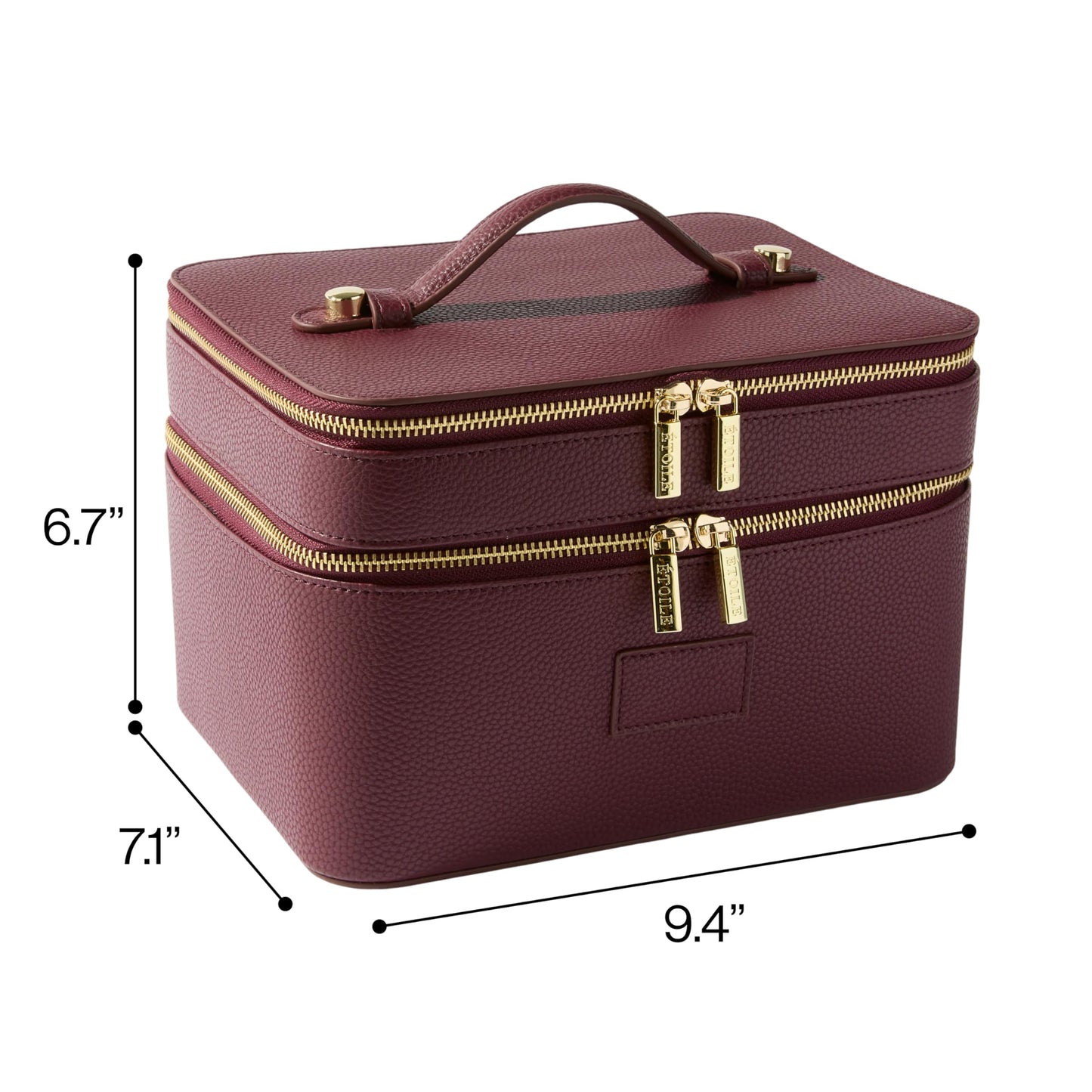 ETOILE - Duo Vanity Case Burgundy - Large Functional Travel Makeup Bag Organizer with Removable Divider & Mirror