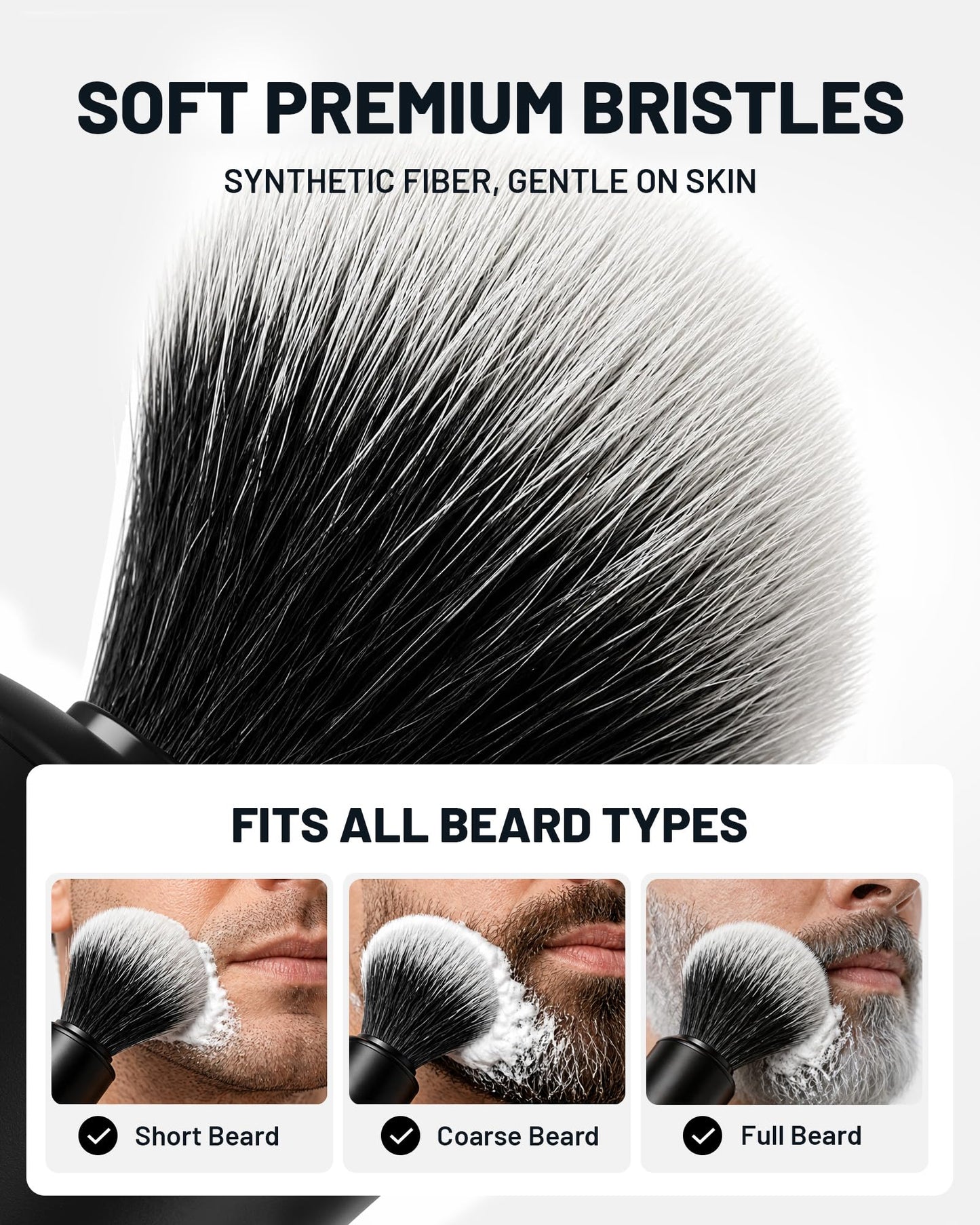 KAUGIC Electric Shaving Brush with Bowl, 2 Pack, Fast Spin-Drying, Synthetic Bristles,deep black