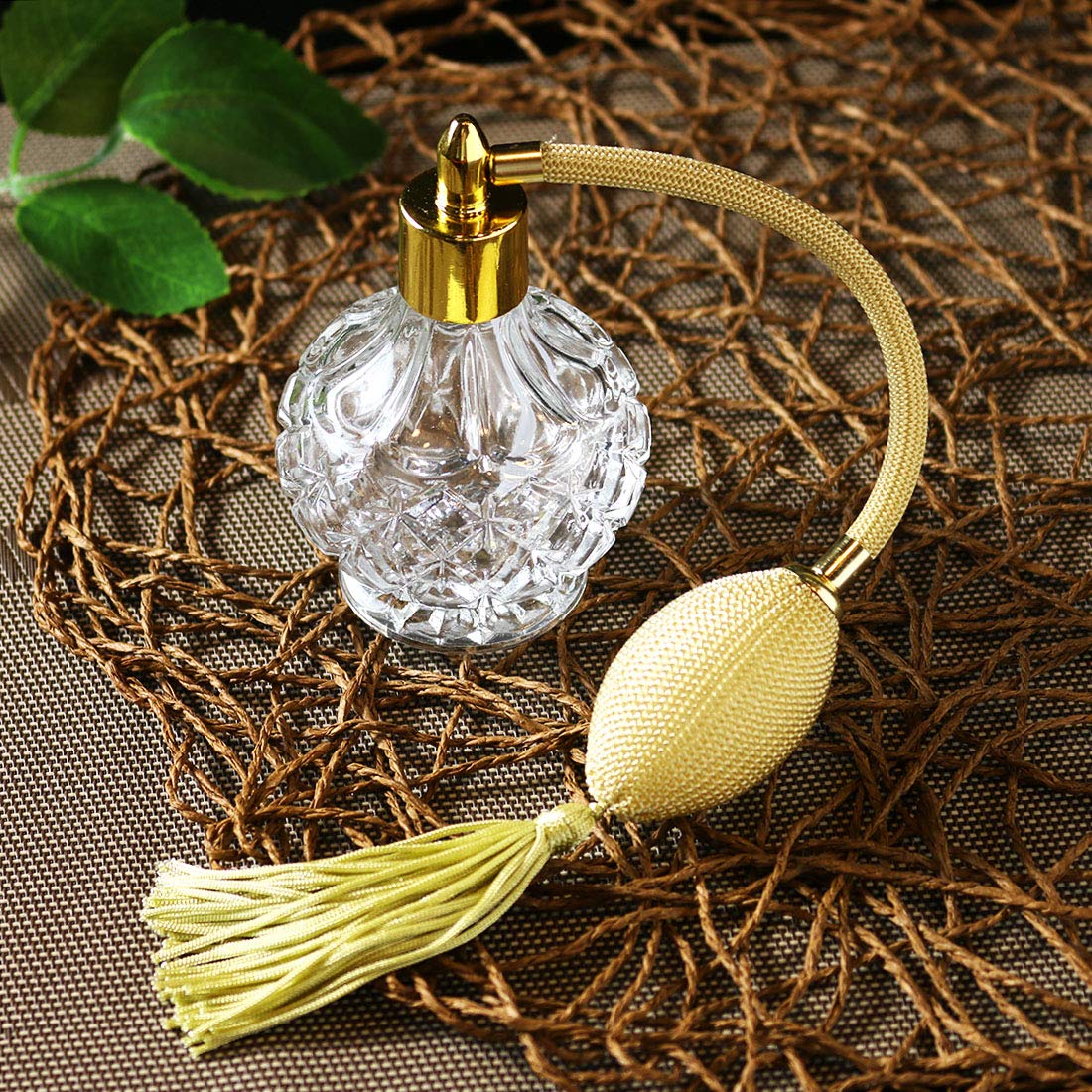H&D HYALINE & DORA H&D Charming Clear Checked Carved Glass Empty Refillable Perfume Bottle with Spray Atomizer