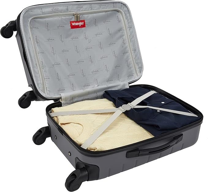 Wrangler Smart Luggage Set with Cup Holder and USB Port, Quiet Shade, 3 Piece
