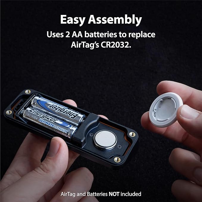 Elevation Lab AirTag 10-Year Extended Battery Case - Uses AA Batteries - 14x More Capacity Than CR2032 TimeCapsule | Waterproof, CR 2032 Battery Replacement (4-Pack)