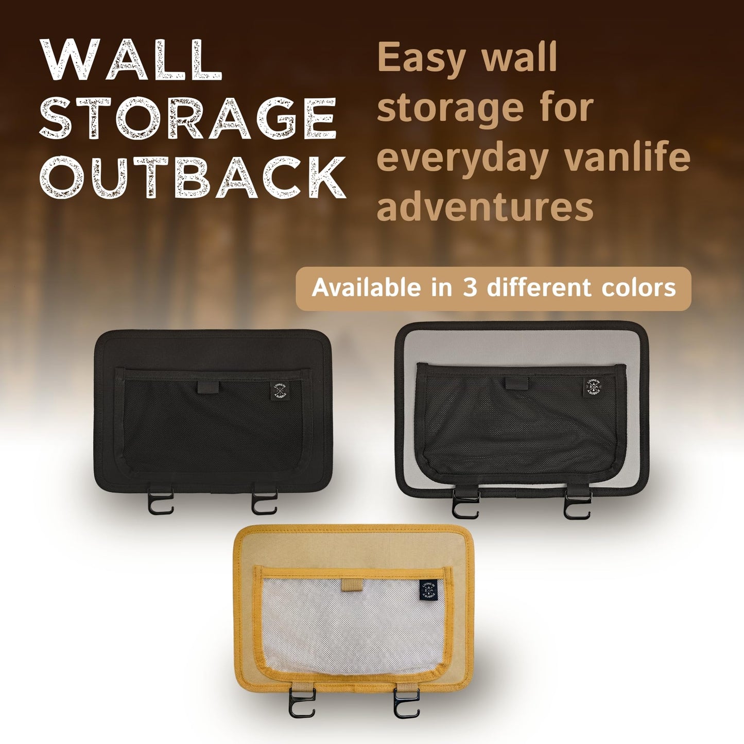 Living in a Bubble Wall Storage Organizer for Travel Trailer, Campervan, RV, and Motorhome - Durable Interior Wall-Mount Adhesive Storage Solution & Space Saver - Outback (Black)