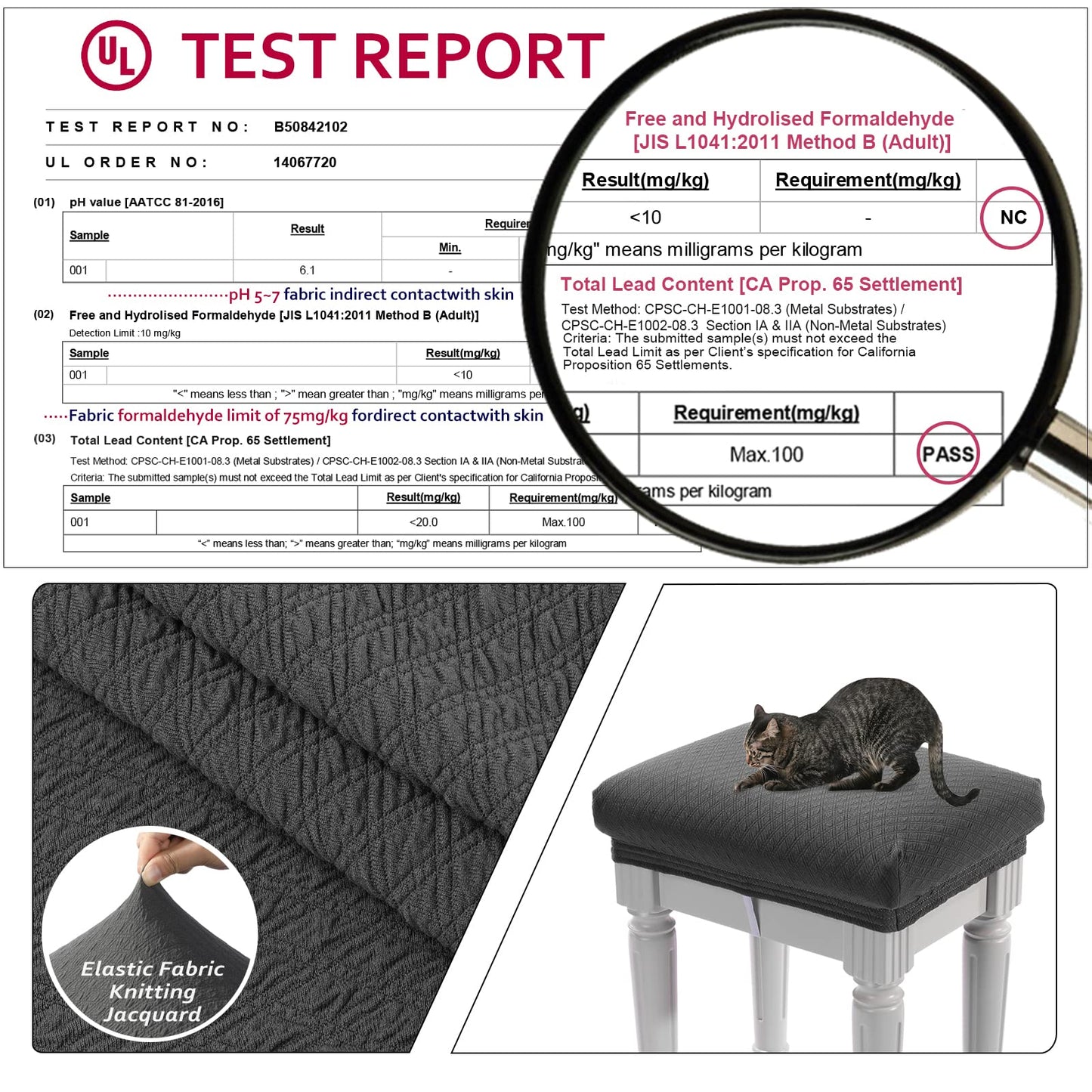 BUYUE Luxury Vanity Bench Stool Cover, (15"- 20") L x (11.8"- 15.7") W Rectangle Small Bench Stretch Jacquard Washable Slipcover (XS, Grey)