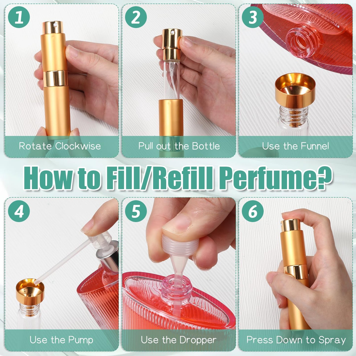 LIQWEI 16 Pack 8ML Travel Refillable Perfume Atomizer, Mini Refillable Perfume Bottle Empty Cologne Sprayer Bottle Portable Spray Bottles with Velvet Bag for Travel(Multicolor)