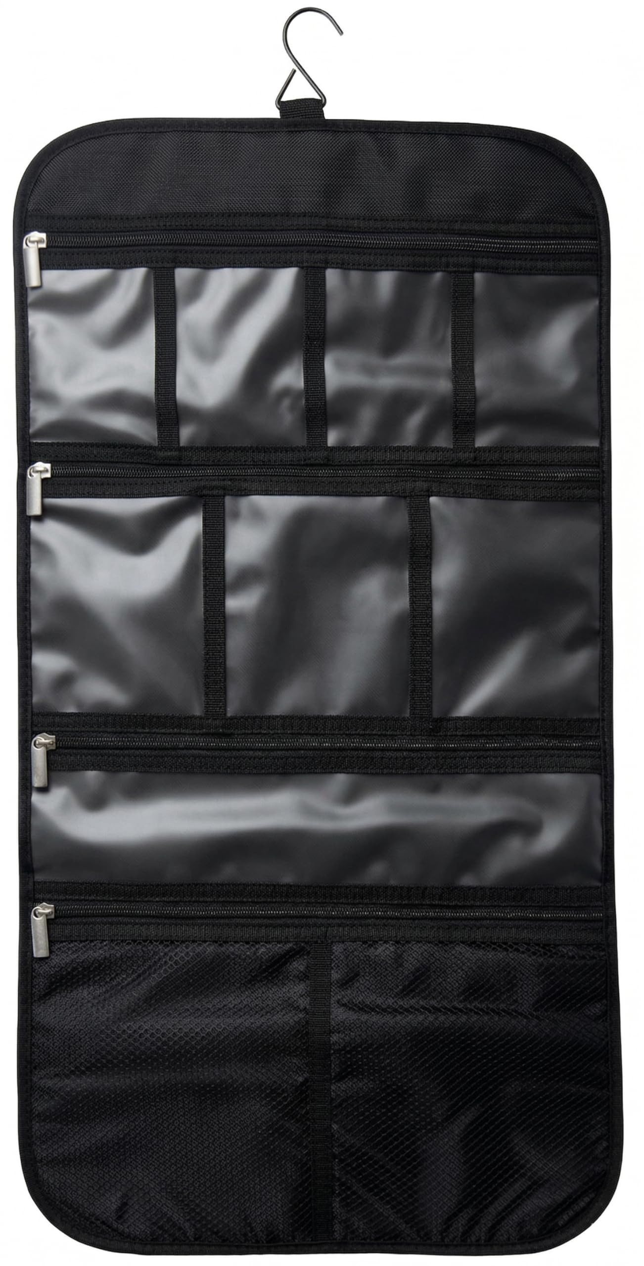 Freegrace Premium Hanging Toiletry Bag for Travel - Cosmetic, Jewelry, Toiletry, Makeup & Accessory Storage Organizer Bag, Large Size for Women & Men (Black)