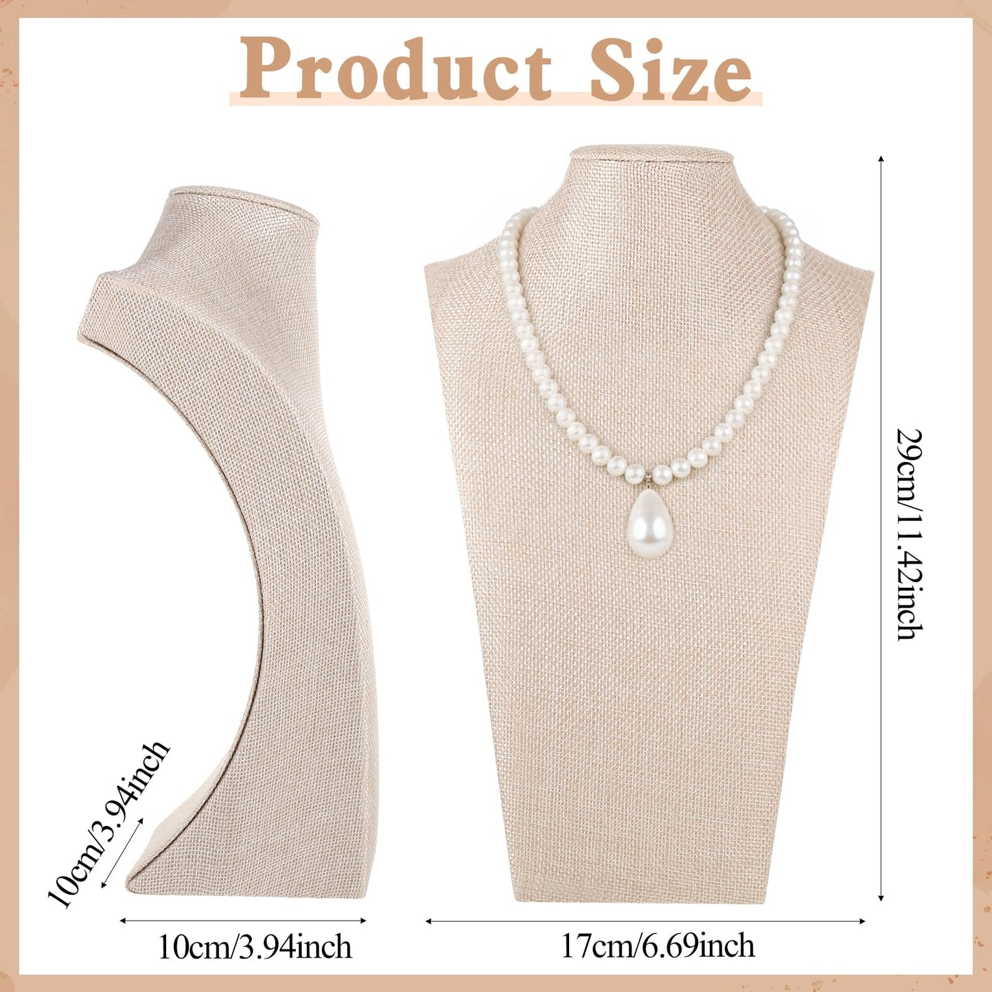 3 Pcs Linen Jewelry Display Bust Necklace Display Stand 11.42 × 6.69inch Jewelry Necklace Organizer Rack Necklaces Mannequin Holder Jewelrys Bust Displays Stands for Selling Home Store Trade Shows