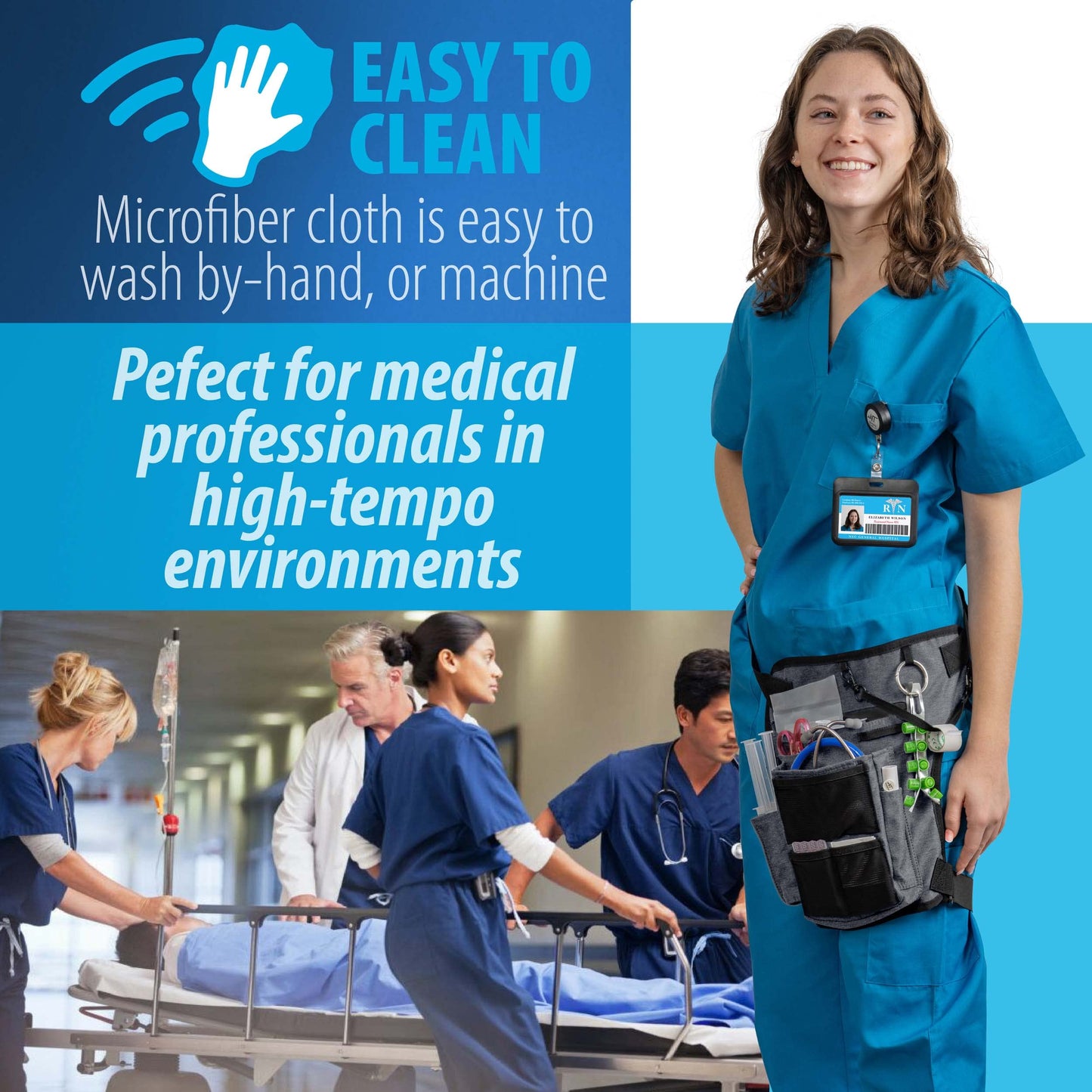 Nursing Tools Nursing Fanny Pack Organizer with Leg Strap – Medical Waist Bag with Scissor, Tape & Stethoscope Holders – Nurse Utility Belt for Work & Clinical Use (Seal Grey)