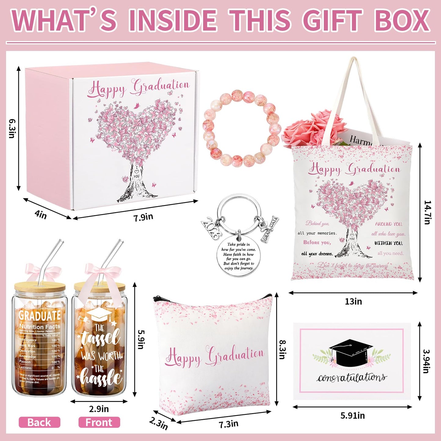 Yeyeplum Graduation Gifts for Her 2026, College Graduation Gifts for Women, Behind You All Your Memories Graduate Gift Basket for College High School, Class of 2026 Graduate Gift