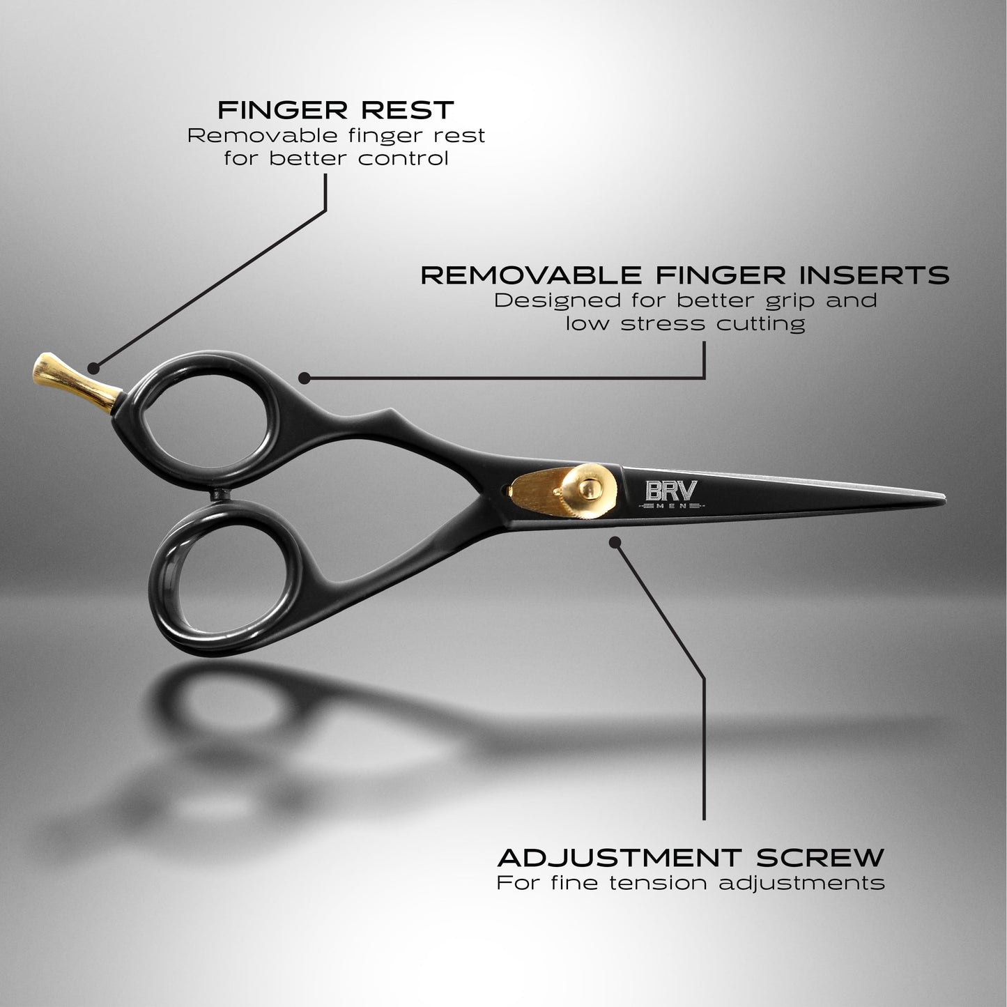 LEFT HANDED Razor Sharp Mustache & Beard Scissors - 5.5" - 100% High Carbon Stainless Steel - Facial Hair Trimming Shears (LEFT HANDED - Black)
