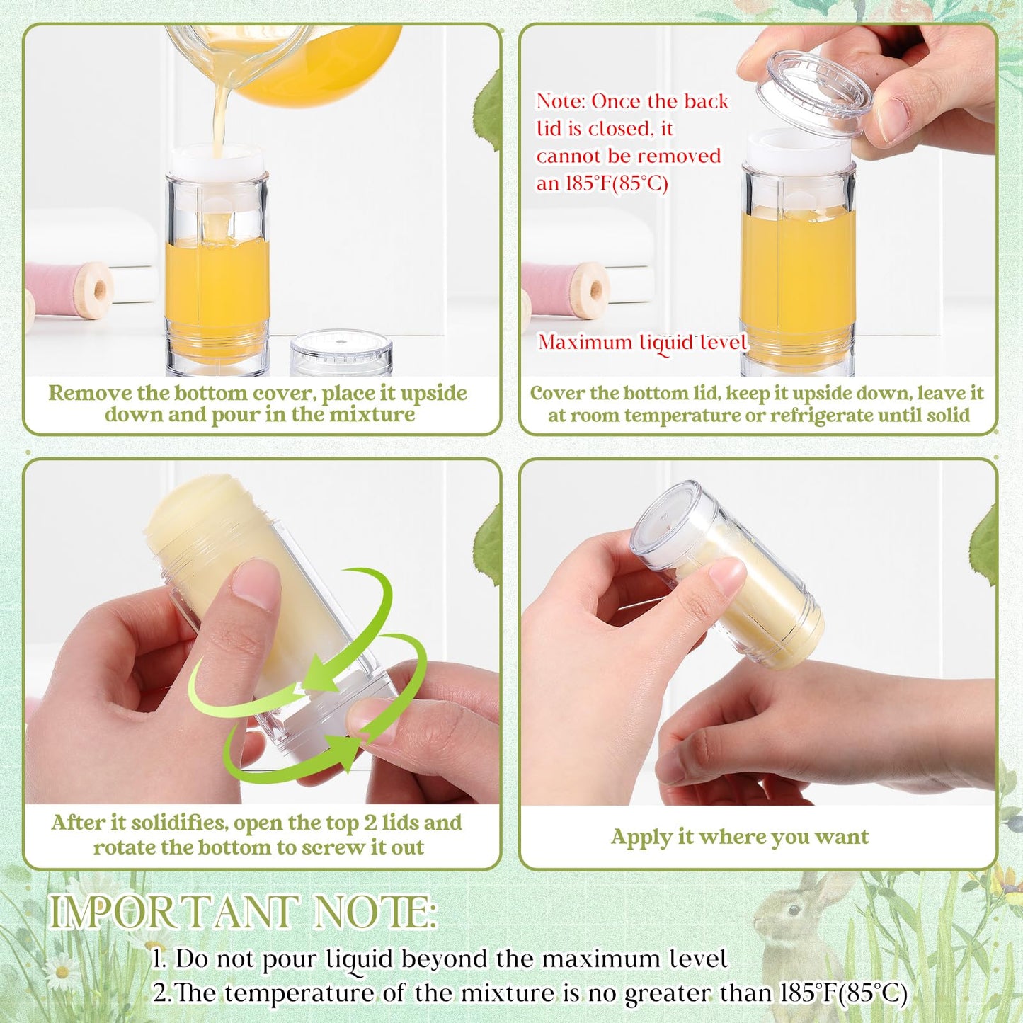Teenyyou 50 Pcs 30 ml Empty Deodorant Containers Twistup Filling Stick Plastic Deodorant Container Refillable Bottles Bottomfill Round Lip Balm Tubes Cylinder for Homemade DIY Lip Balm (Clear)