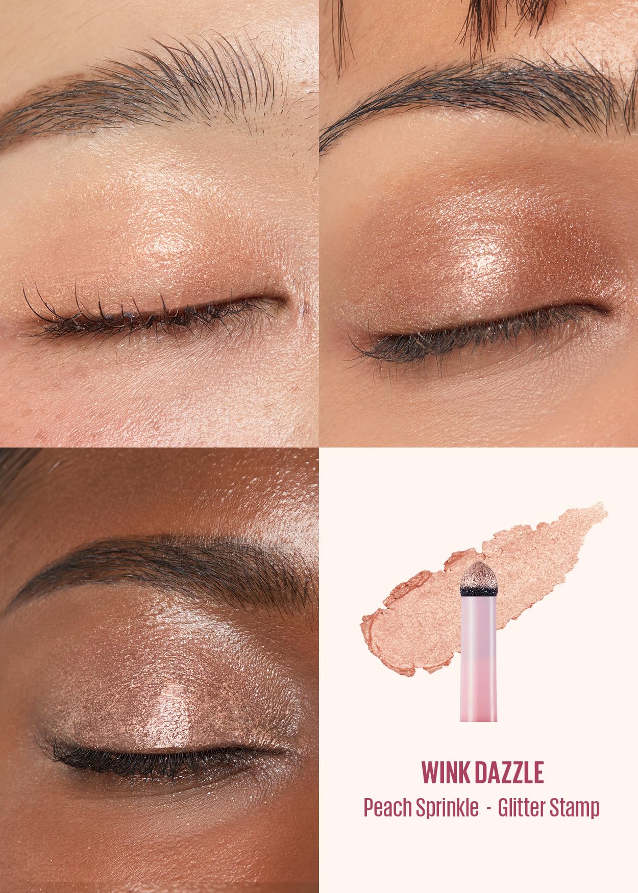 Kaja Eyeshadow - Wink Dazzle 03 Peach Sprinkle (Shimmer) | Glitter, Smudge Proof, Creamy Formula, Vegan, Cruelty-Free, Creamy, Blendable, High Pigmentation Shimmer Stick, Long Lasting, Waterproof