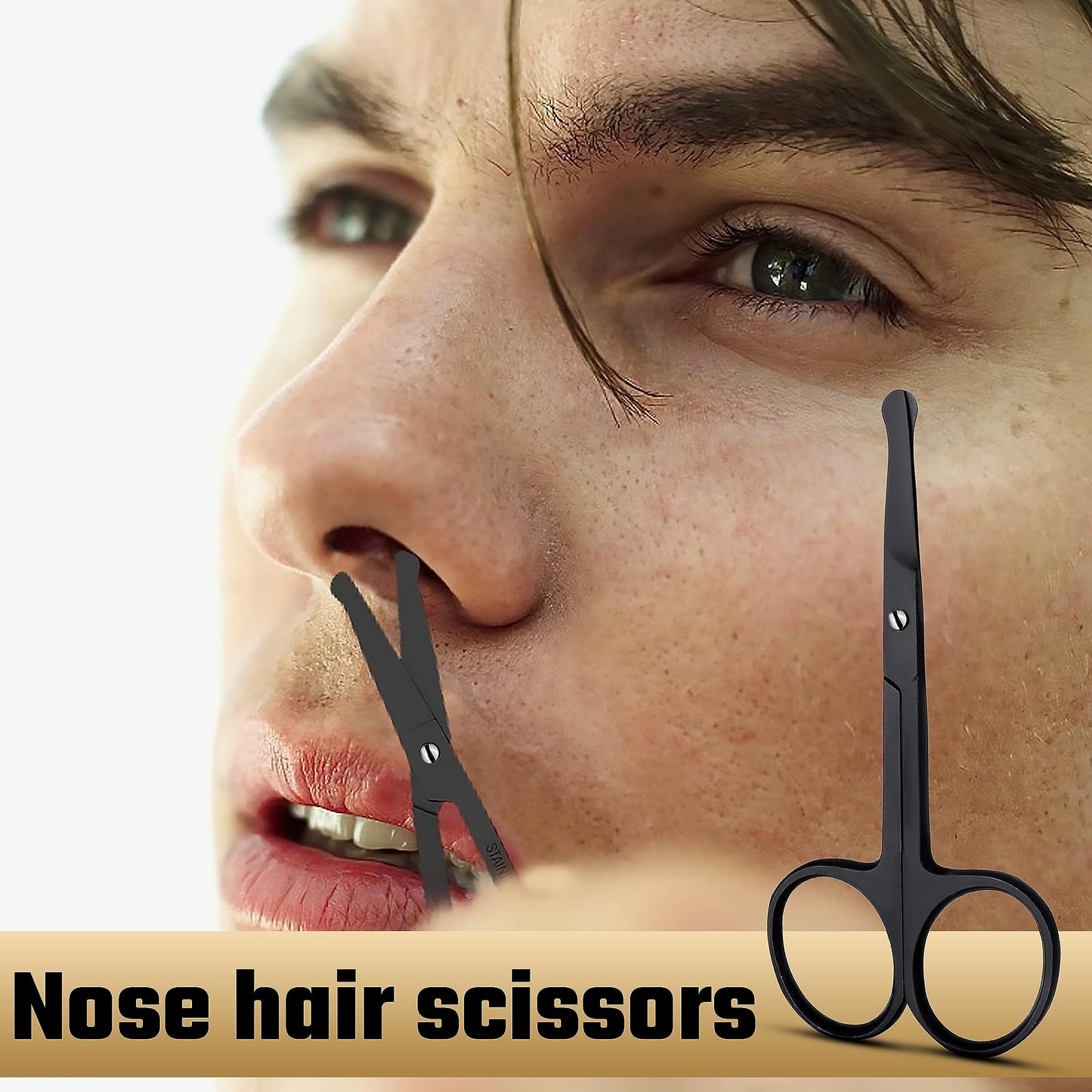 Eyebrow Scissors for Women and Men, Grooming Lash Beauty Scissors with Curved and Rounded Safety Tip Eyebrow Trimmer Scissors With Brush, Tijeras Para Cejas, Professional Black coated Trimming Scissor