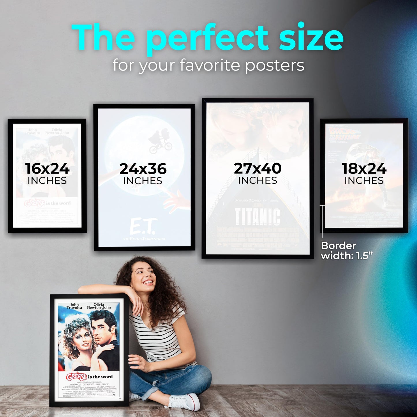 NexaFrame LED Backlit Movie Poster Frame - 16 x 24 Black Cinema Box for Posters, Framed Wall Art Lights for Paintings & Pictures, Digital Signage Display, Lighted Theater Advertising Signs, Light Box