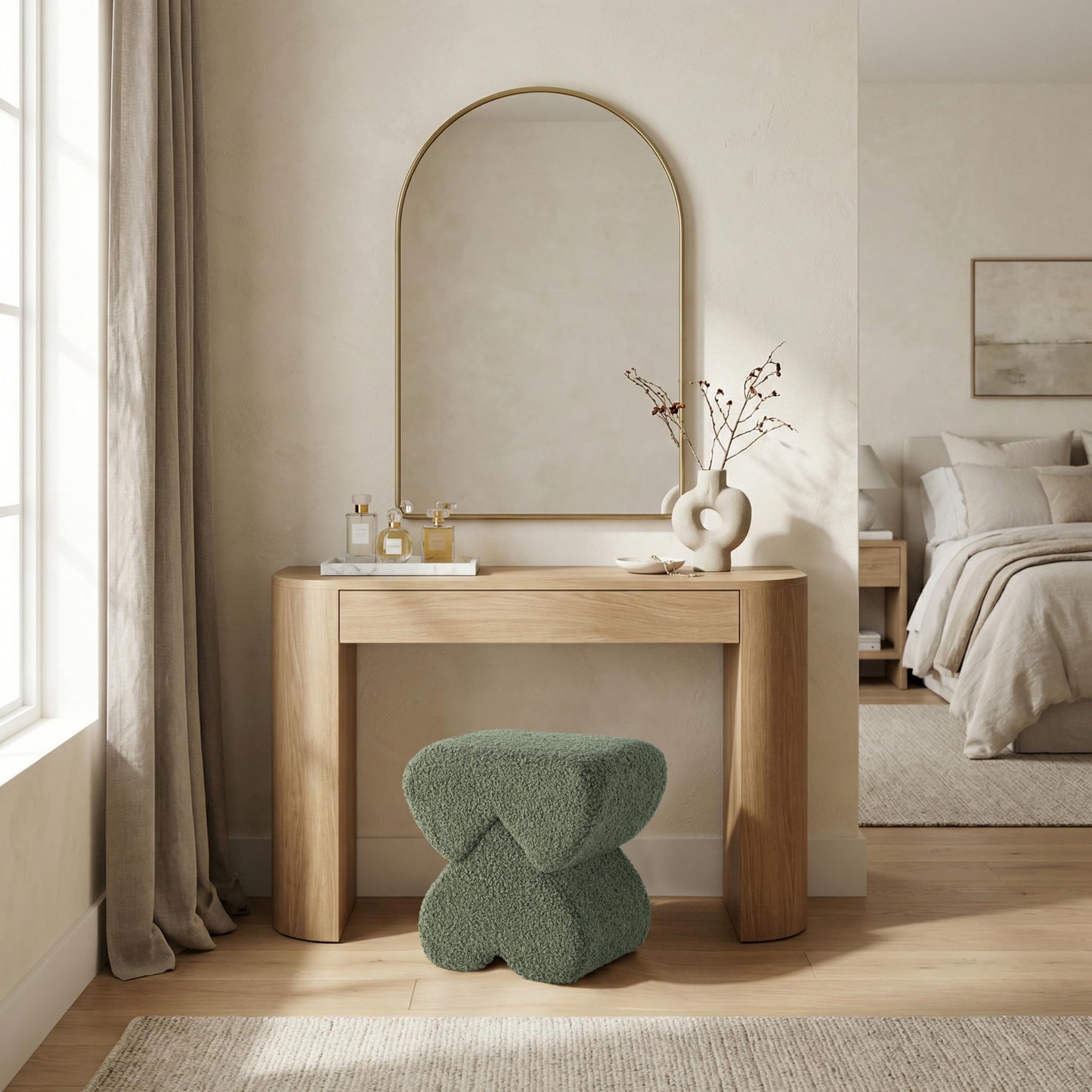 Get Set Style Heart-Shaped Ottoman with Soft Padded Seat, Multifunctional Vanity Stool for Makeup, Upholstered Footrest Stool Ottoman Foot Stool for Living Room, Bedroom