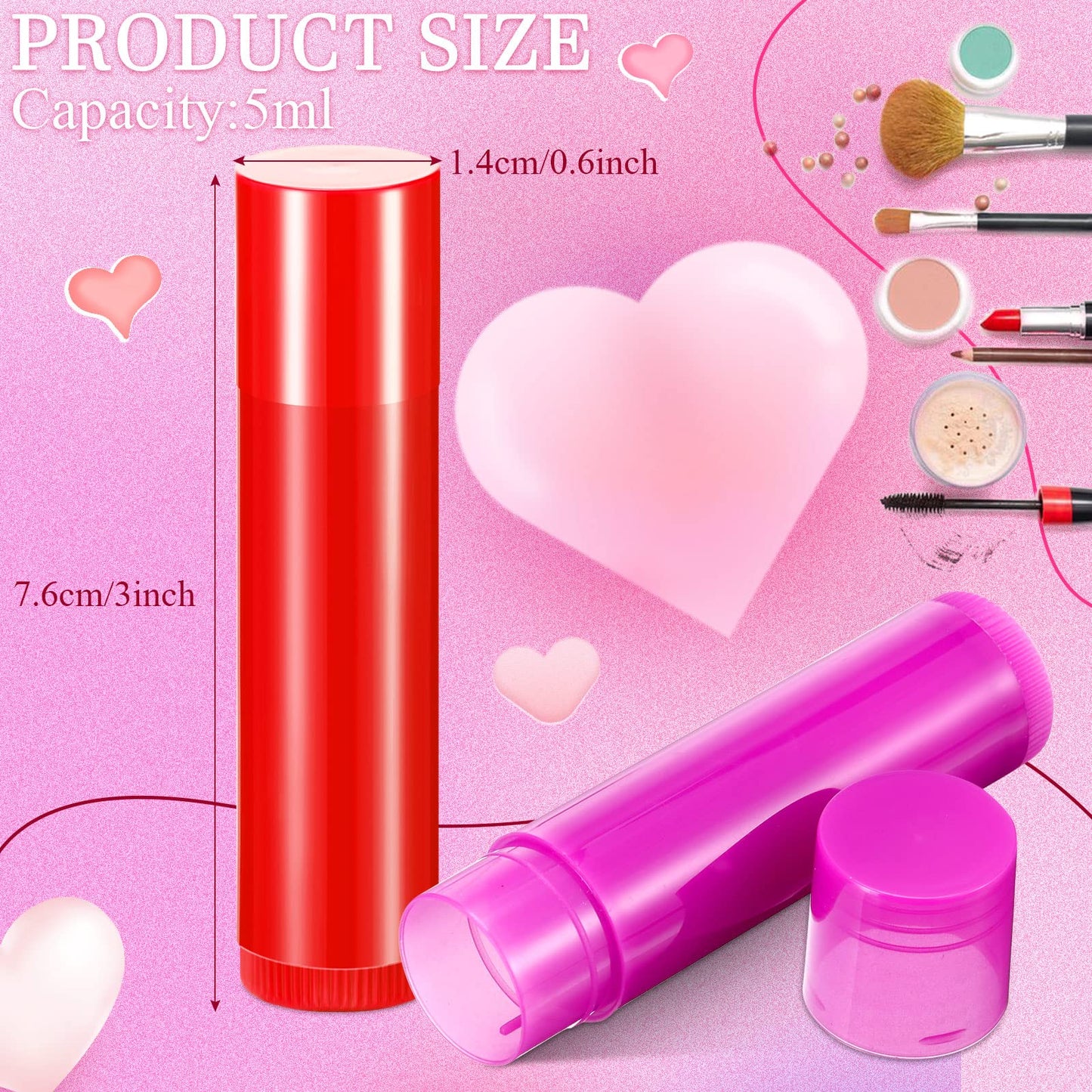 Patelai 128 Pieces Lip Balm Tubes 5 ml Refillable Rotatable Plastic Lipstick Tubes Empty Lip Gloss Balm Containers DIY Empty Containers for Cosmetic, 8 Colors