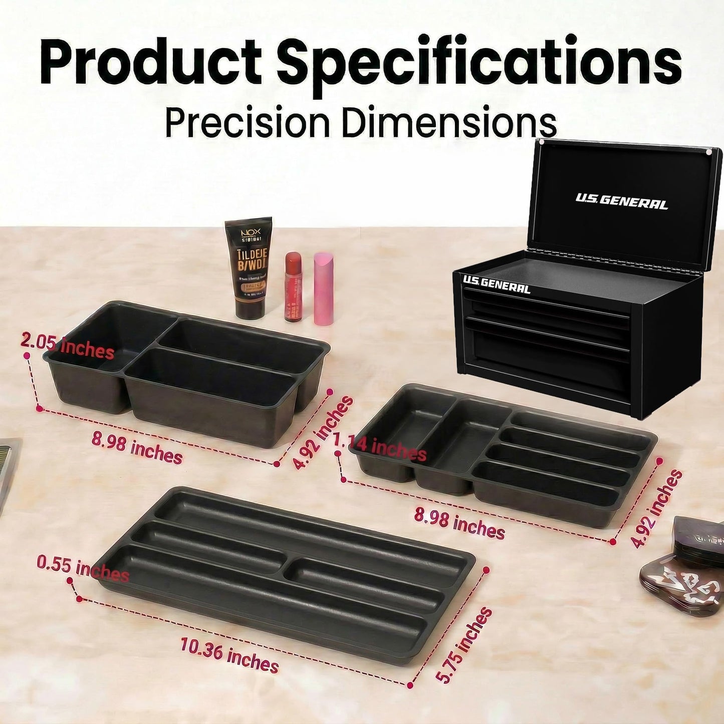 6 Pcs Tool Box Organizer Tray Divider Set for U.S. GENERAL Mini Steel Toolbox,Tool Desk Drawer Organization, Toolbox Accessories&Organizer,Storage Solution for Screws, Bits & Tiny Tools